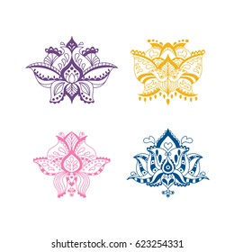 Collection of four decorative vector lotuses