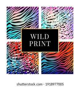 A collection of four different animal wild print backgrounds. Eps 10 Vector. Set