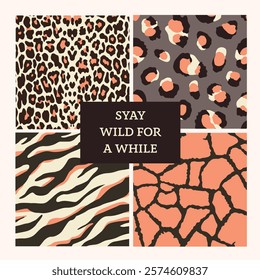 A collection of four different animal wild print backgrounds.