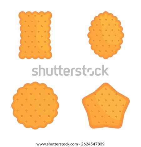 Collection of four different biscuit shapes in flat design, suitable for culinary illustrations