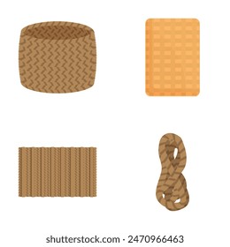 Collection of four different brown woven textures and patterns suitable for backgrounds or design elements