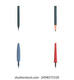 Collection of four different graphic markers on a clean background, showing tips and caps