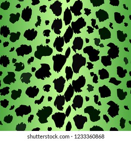 A collection of four different green animal print backgrounds. leopard Seamless repeatable. Eps 10 Vector.