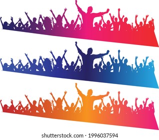 Collection of four different grunge crowd scenes