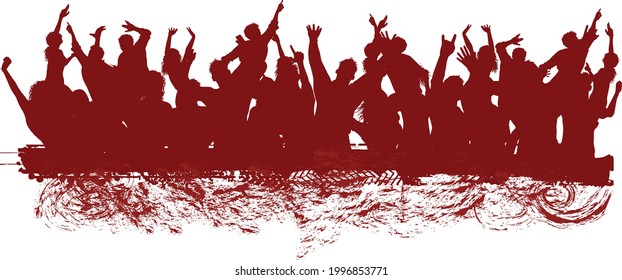 Collection of four different grunge crowd scenes
