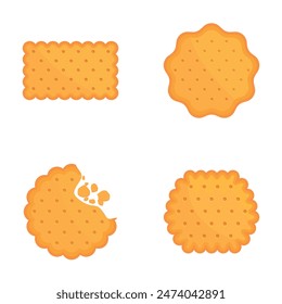 Collection of four different shaped vector biscuits, including one with a bite mark