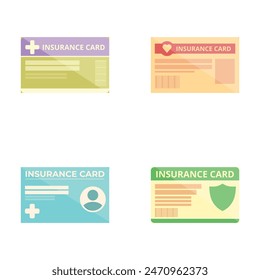 Collection of four different styled insurance card vectors for diverse applications