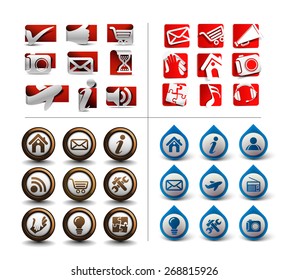 Collection Four different types of icon set for web applications - vector