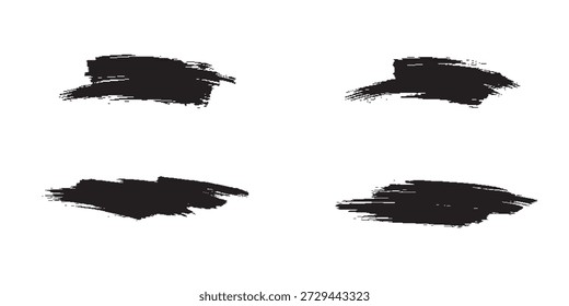 Eine Sammlung von vier verschiedenen Texturen mit schwarzem Pinselstrich, einzeln auf einem sauberen weißen Hintergrund präsentiert.