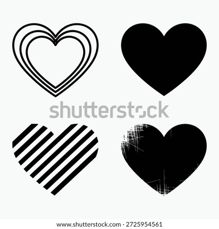 Collection of four distinctive black hearts