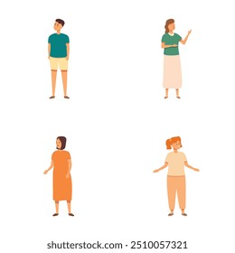 Collection of four diverse individuals standing, isolated on a white background