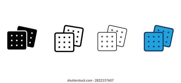 Collection of four domino icons in different colors and styles for games and hobbies various designs of dominoes in black white and blue