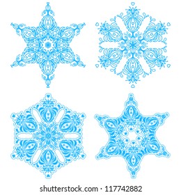 Collection of four elegance snowflakes