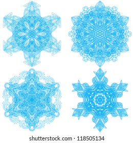 Collection of four elegance snowflakes