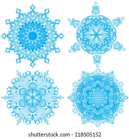 Collection of four elegance snowflakes