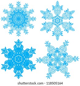Collection of four elegance snowflakes