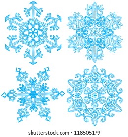 Collection of four elegance snowflakes