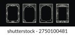 A collection of four elegant Art Deco style frames featuring intricate geometric patterns and sunburst motifs perfect for vintage designs.
