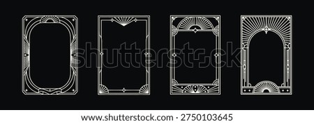 Collection of four elegant Art Deco style frames with geometric patterns and luxurious vintage design elements perfect for invitations or posters.