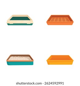 Coleção de quatro bandejas de serviço vazias em cores e desenhos diferentes, ideal para uso doméstico e de cafeteria