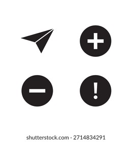 Una colección de cuatro iconos vectoriales sólidos de UI UX esenciales.