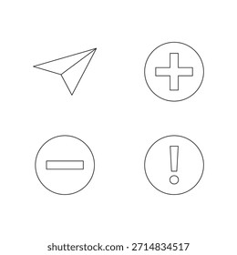 Uma coleção de quatro ícones essenciais de vetor de linha UX UI.