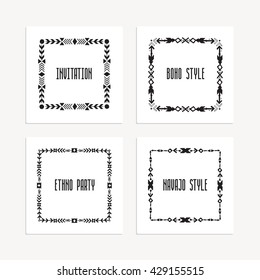 Collection of four ethnic seamless patterns. Aztec geometric backgrounds. Stylish navajo fabric. Modern abstract wallpaper. Vector illustration.