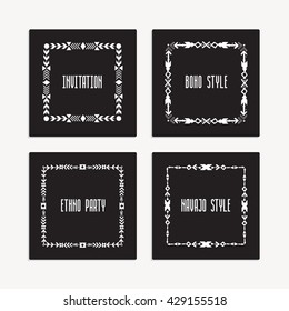 Collection of four ethnic seamless patterns. Aztec geometric backgrounds. Stylish navajo fabric. Modern abstract wallpaper. Vector illustration.