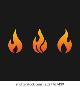 A collection of four flame icons in various styles, perfect for design projects related to heat, fire, passion, or energy. These vector graphics are ideal for websites, apps, or presentations.