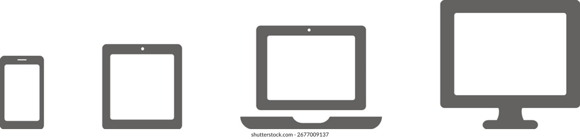 colección de cuatro iconos de dispositivos electrónicos de estilo plano