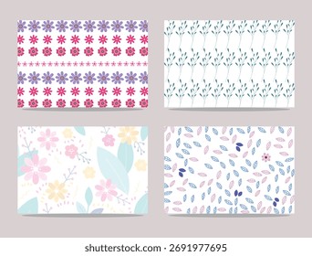 Colección de cuatro fondos de patrón floral para primavera o Diseños femeninos