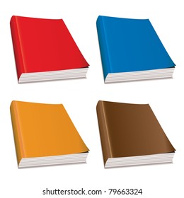 Collection of four hardback paper books with bright covers