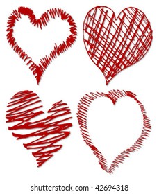 Collection of four hearts - vector illustration