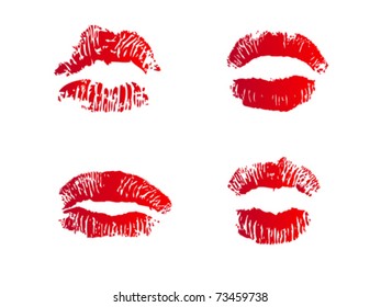Collection of four illustrated lips on white background
