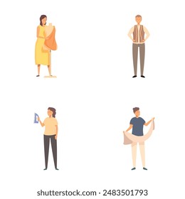 Collection of four illustrations showcasing individuals engaged in various everyday tasks