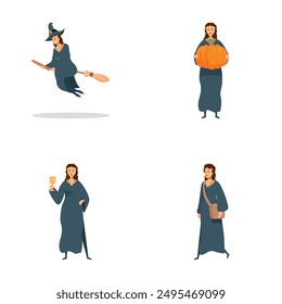 Collection of four individuals dressed in classic halloween costumes, perfect for seasonal themes