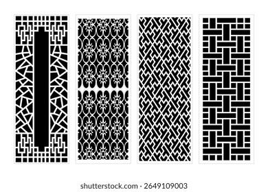 Coleção De Quatro Intrincados Padrões De Vetor Preto E Branco Para Painéis Decorativos E Designs De Tela