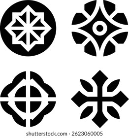 A collection of four intricate geometric patterns, perfect for use in design projects.