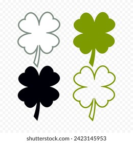 Collection of four leaf clover symbol. Vector illustration.
