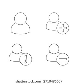 Coleção de quatro ícones de linha: Configuração, Segurança, Tempo, Usuário do Laptop.