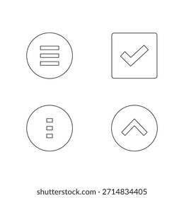Una colección de cuatro líneas de iconos vectoriales para el menú y la navegación.