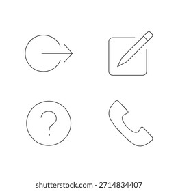 Una colección de cuatro iconos vectoriales de línea para la acción del usuario y el contacto.