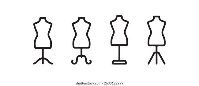 Coleção de quatro ícones de manequim para conceitos de design de moda.