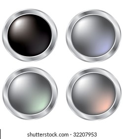Collection of four matt buttons in black and silver colors