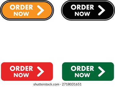 Una colección de cuatro Botones de pedido ahora en varios colores para el Vector de Sitios web de comercio electrónico