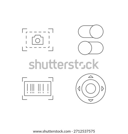 A collection of four outline icons for square toggle barcode target.