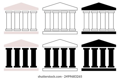 Collection of Four pillars line diagram. Clipart image isolated on white background