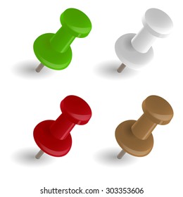 collection of four pin needles in different colors
