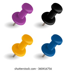 collection of four pin needles in different colors