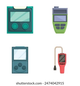 Colección de cuatro dispositivos de mano retro incluyendo una consola de juegos y organizadores personales